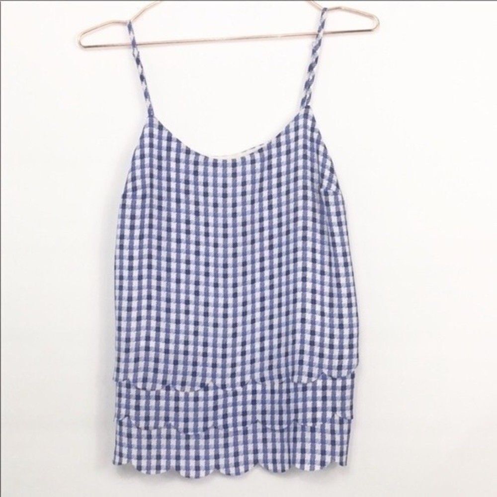 Elle Gingham Camisole/Tank Tiered Scalloped Hem (255)